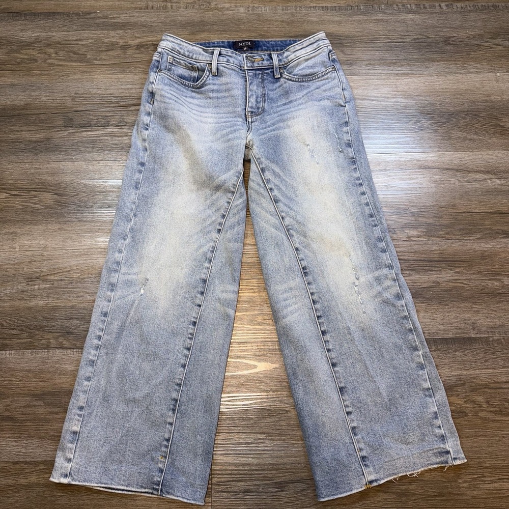 NYDJ High-Rise Light-Wash Denim Cropped Jeans Juniors 0-Petite Wide-Leg